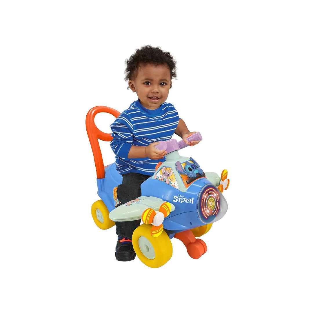 Kiddieland Stitch Spinning Lights Activity Plane Ride On Car