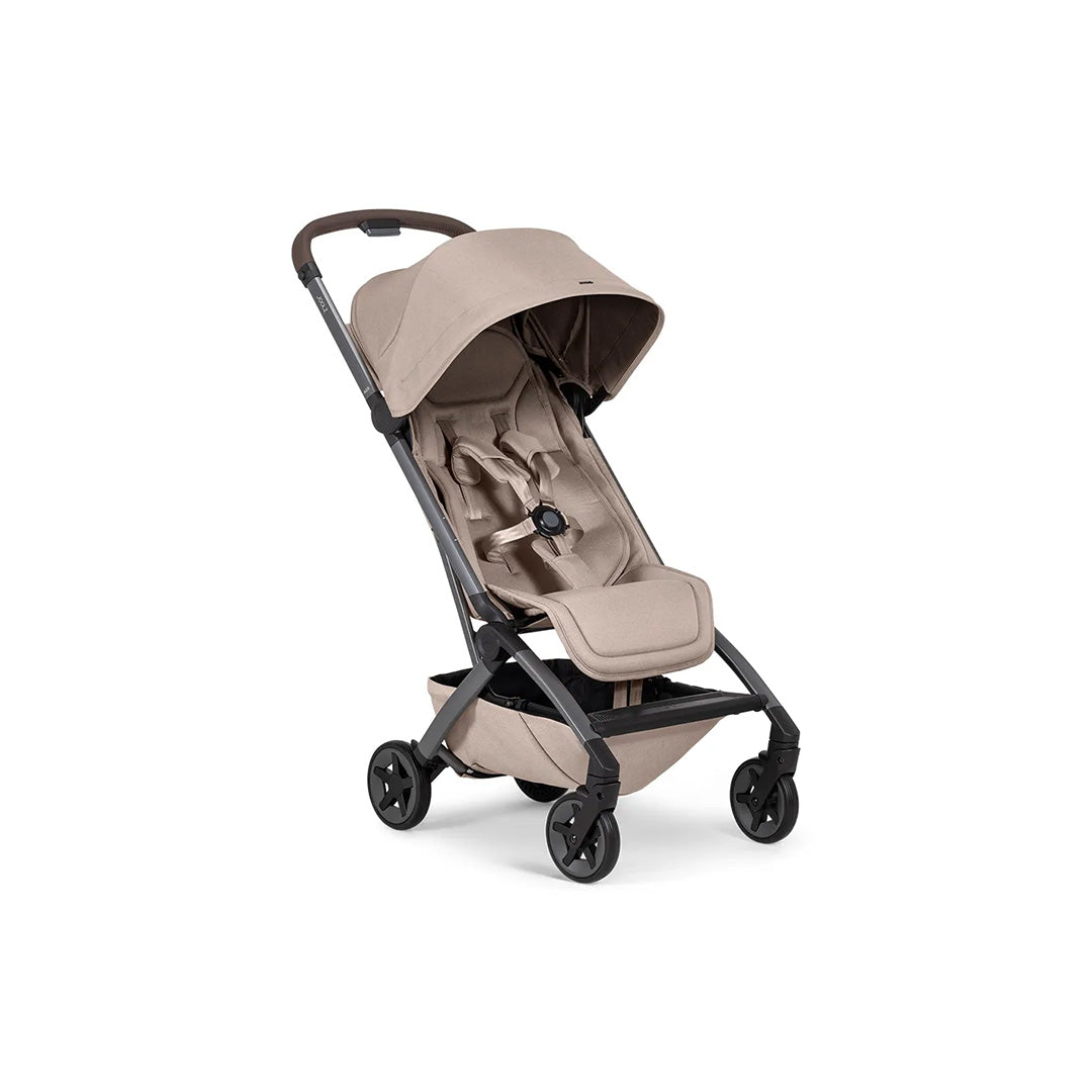 Front view of the Joolz Aer2 Buggy in the stylish Sandy Taupe colorway, showcasing its modern design and lightweight frame.