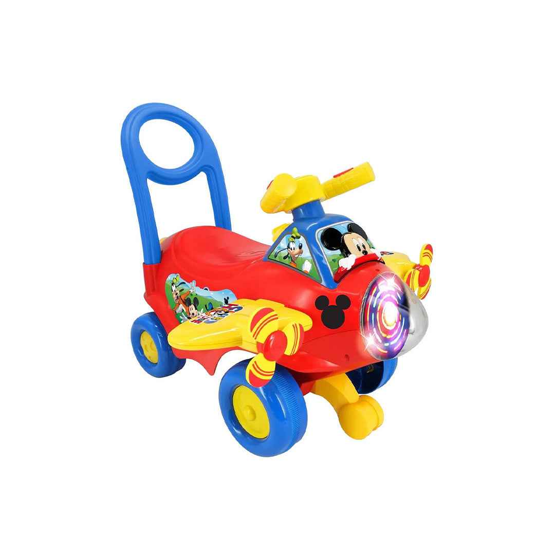 Kiddieland Mickey Mouse Spinning Lights Activity Plane Ride On Car