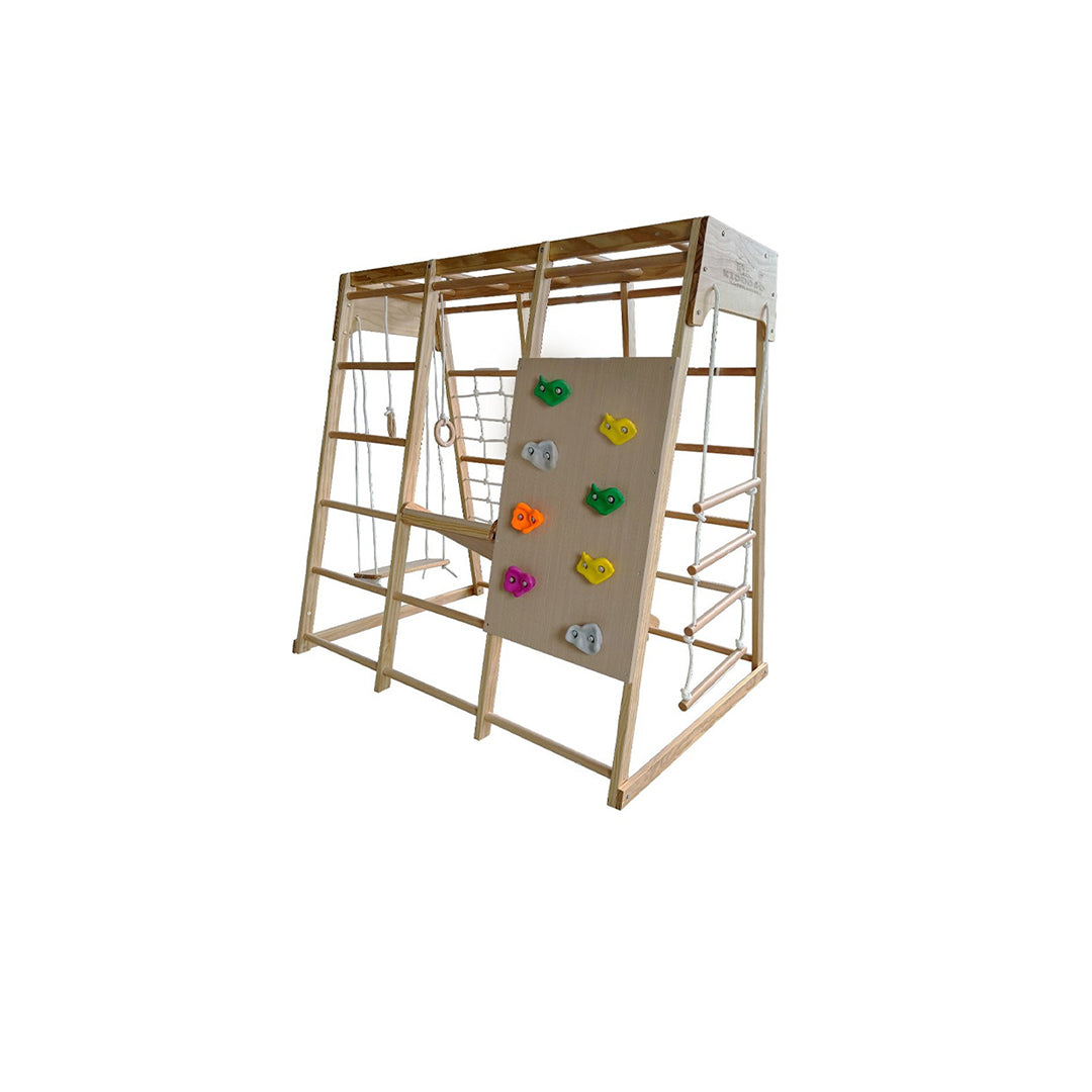 Kiddoro Cheerful Climber Playset | Compact Wooden Swing Set for Kids