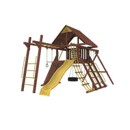 Kiddoro Discovery Den Swing Set | Wooden Outdoor Playground with Monkey Bars