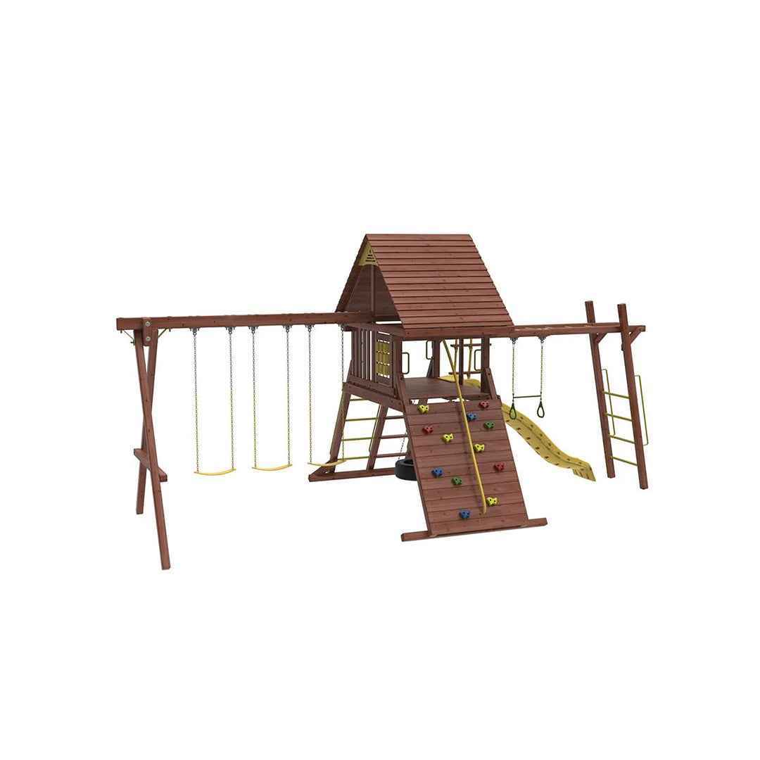 Kiddoro Discovery Den Swing Set | Wooden Outdoor Playground with Monkey Bars (Copy)