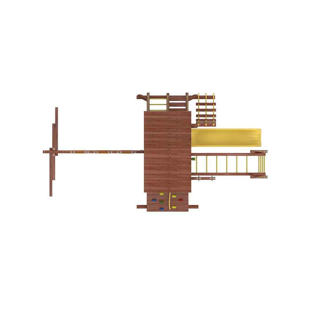 Kiddoro Discovery Den Swing Set | Wooden Outdoor Playground with Monkey Bars