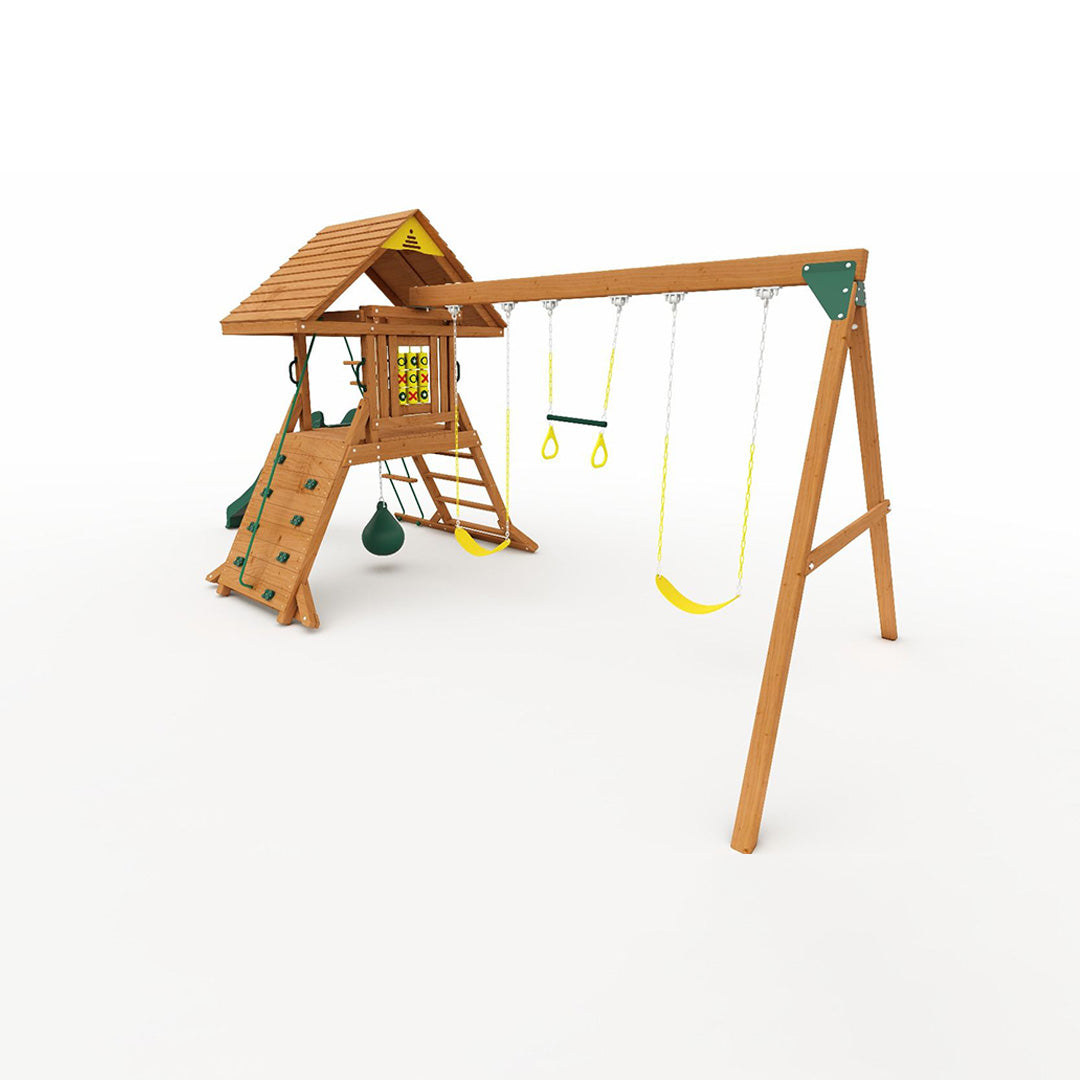 Kiddoro Hill Top Heights Swing Set | Premium Wooden Outdoor Playground with Punching Bag