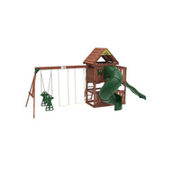 Kiddoro Little Heroes HQ Swing Set | Wooden Outdoor Playground with Tube Slide