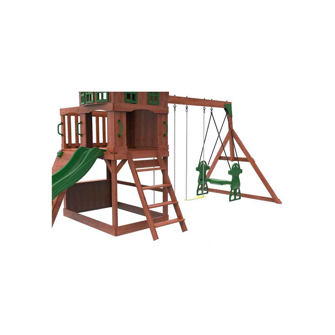 Kiddoro Playful Peaks Swing Set | Wooden Treehouse Outdoor Playground (Copy)