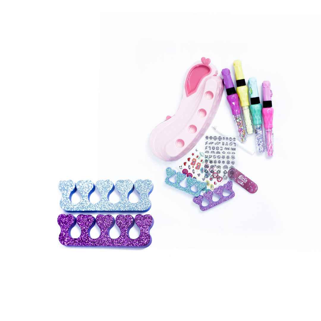 Kids Nail Art Studio Set with Nail Pens, Glitter, and Stickers