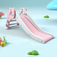 Kids Slide with Circle Game | Foldable Indoor Bear Pink Plastic Slide for Toddlers