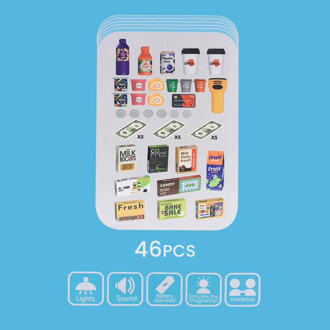 Kids Supermarket Play Set with Scanner and POS Machine - 46 Piece Toy