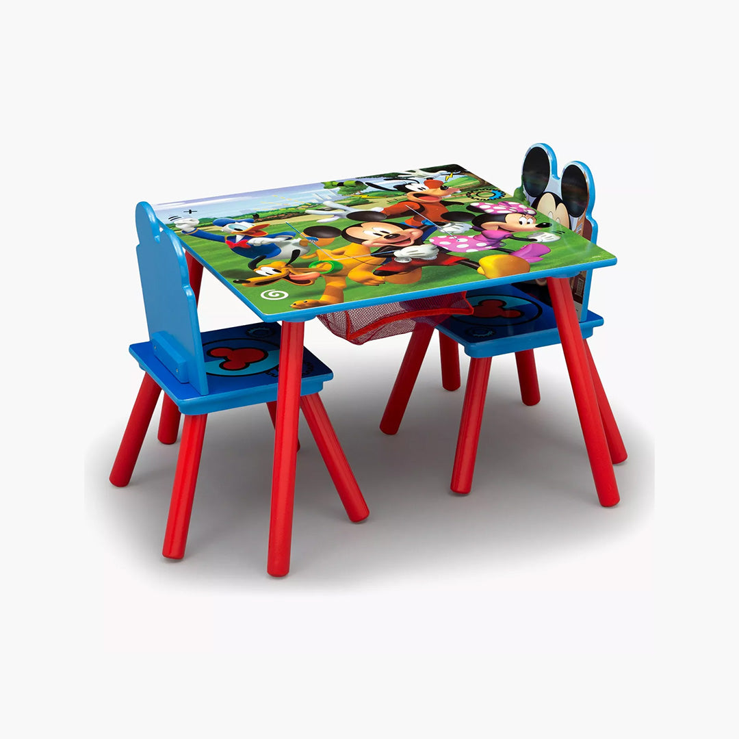 The table set placed in a child's bedroom, providing a visual reference
