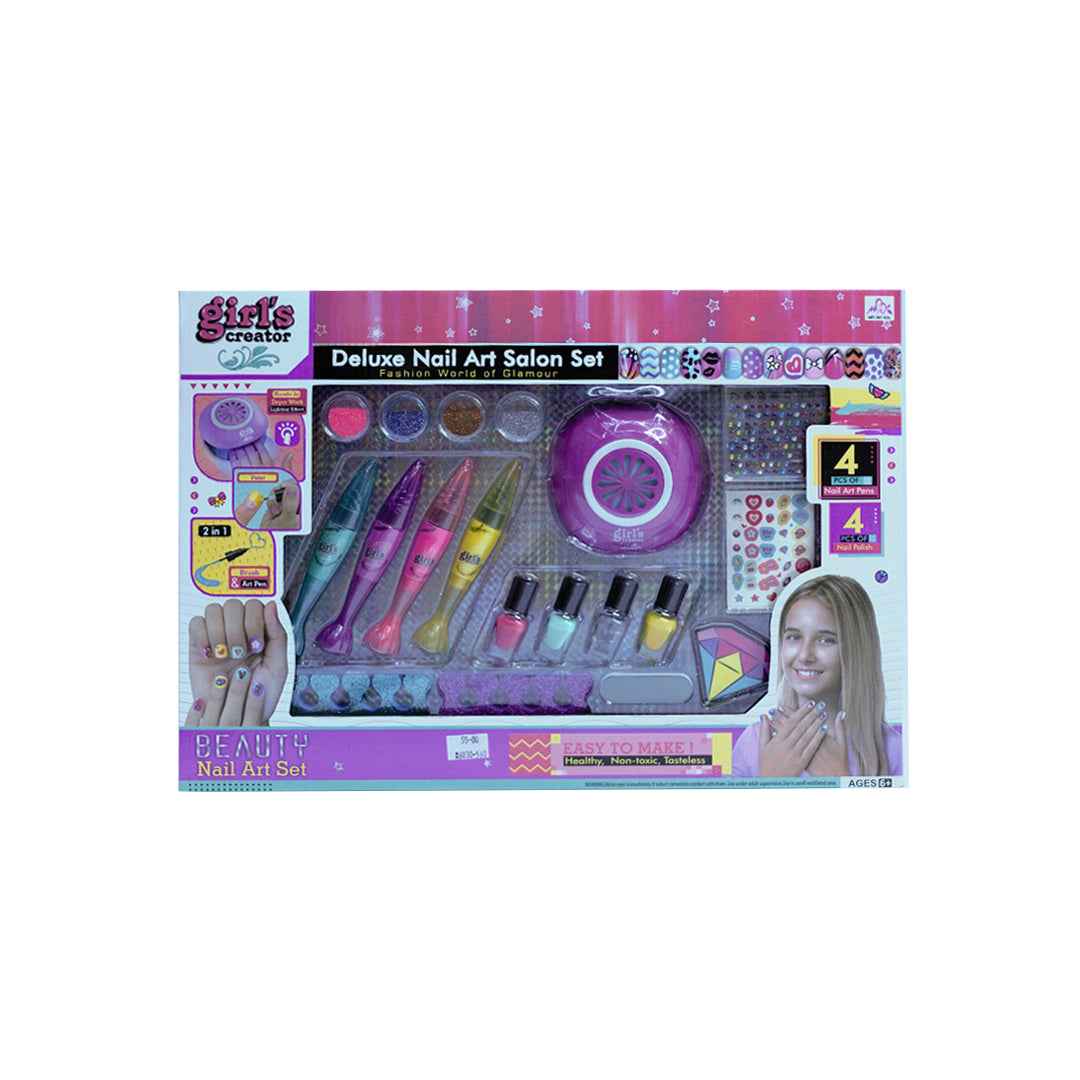 Large Nail Painting Set for Kids with Nail Pens, Glitter, Stickers & Dryer