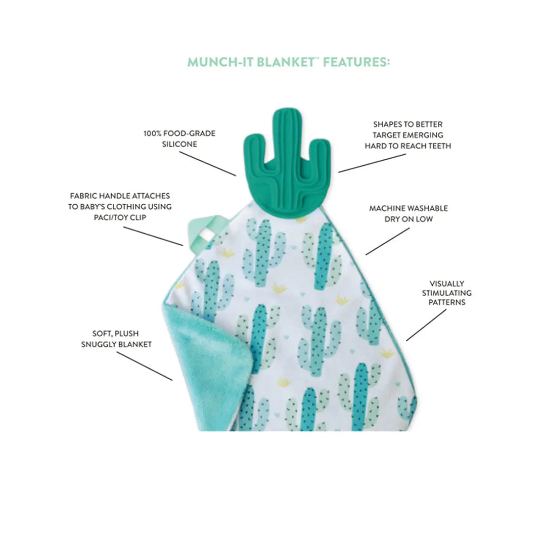 Sensory cactus teether blanket for early brain development and baby play.
