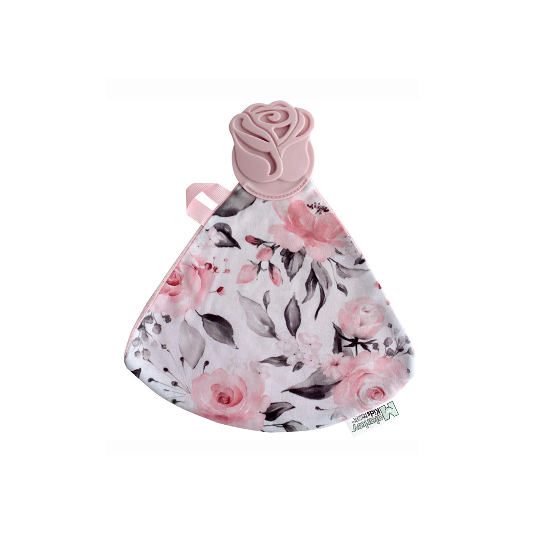 Sensory floral teether blanket for early brain development and baby play.
