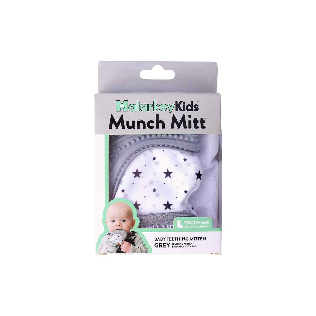Malarkey Kids Munch Mitt Teething Mitten – Grey Stars