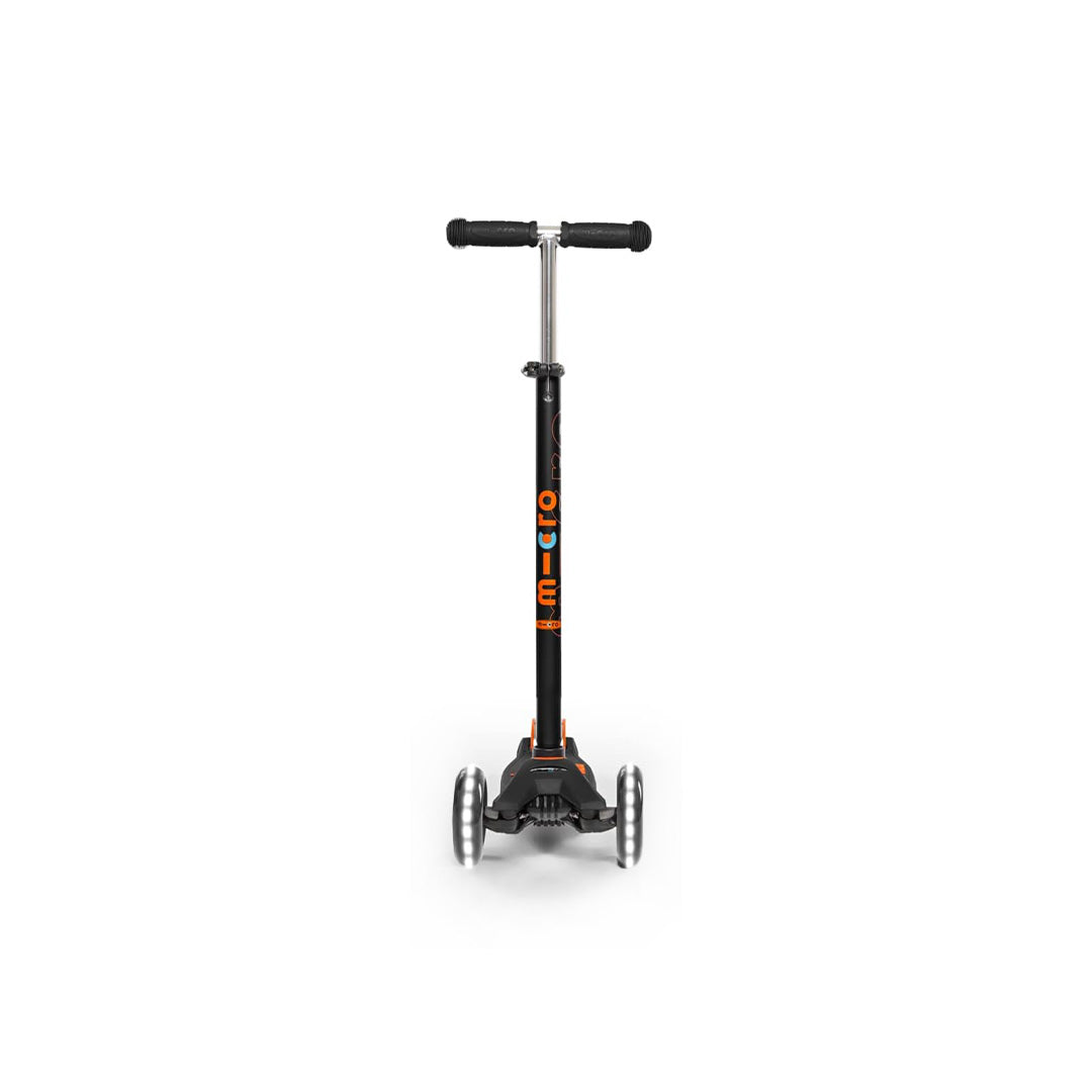 Micro Maxi Deluxe Black/Orange LED Scooter | Foldable Kick Scooter for Toddlers & Preschoolers