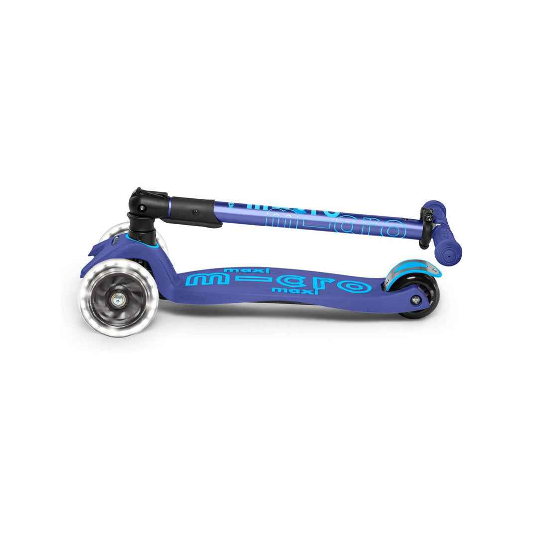 Micro Maxi Deluxe Foldable LED Scooter - Navy Blue | Premium Kick