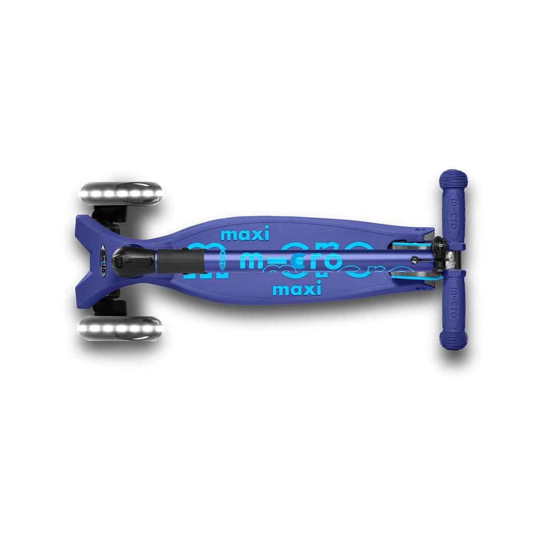 Micro Maxi Deluxe Foldable LED Scooter - Navy Blue | Premium Kick