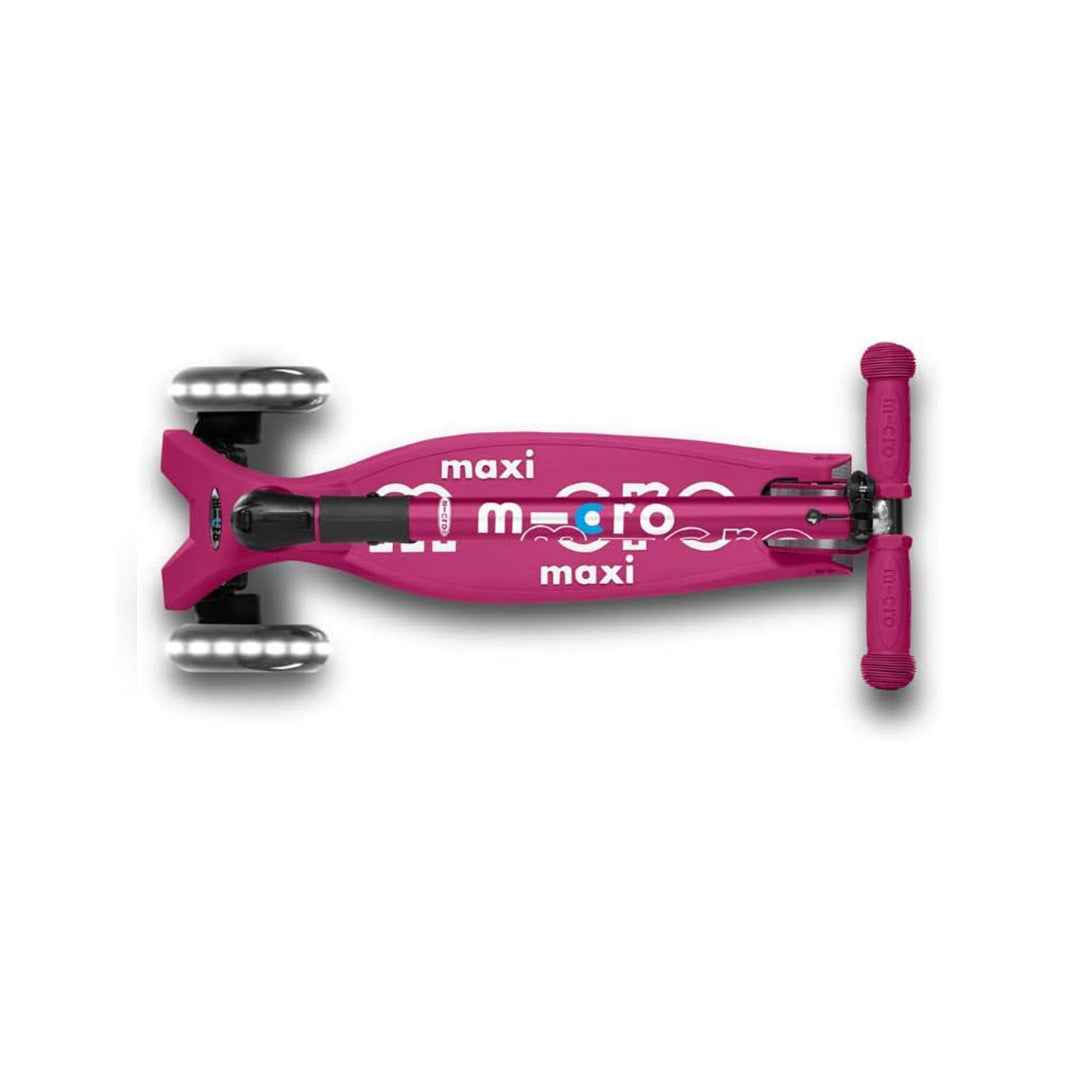 Micro Maxi Deluxe Foldable LED Scooter - Berry Red | Premium Kick Scooter for Kids 5+