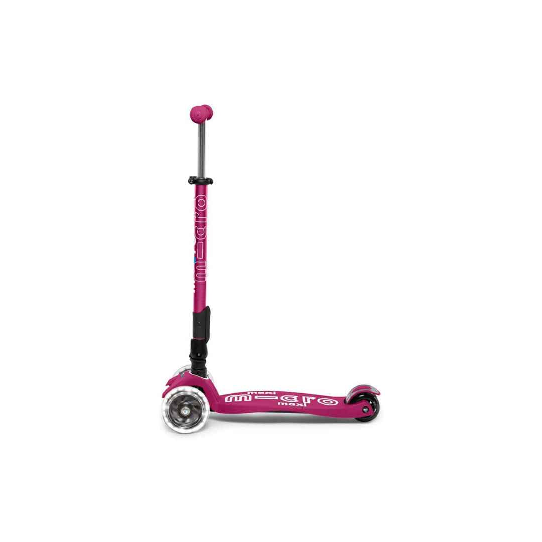 Micro Maxi Deluxe Foldable LED Scooter - Berry Red | Premium Kick Scooter for Kids 5+