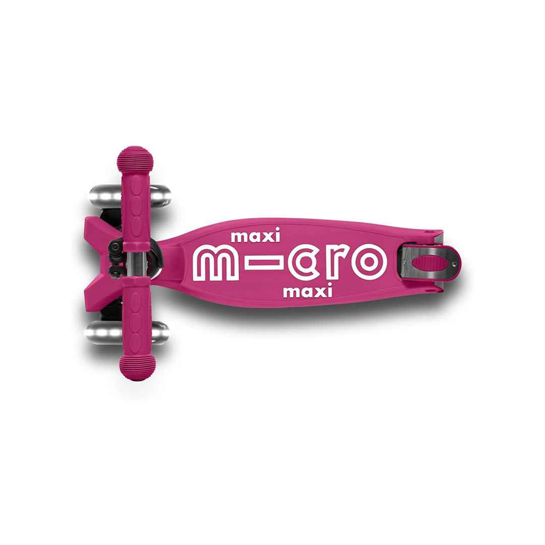 Micro Maxi Deluxe Foldable LED Scooter - Berry Red | Premium Kick Scooter for Kids 5+