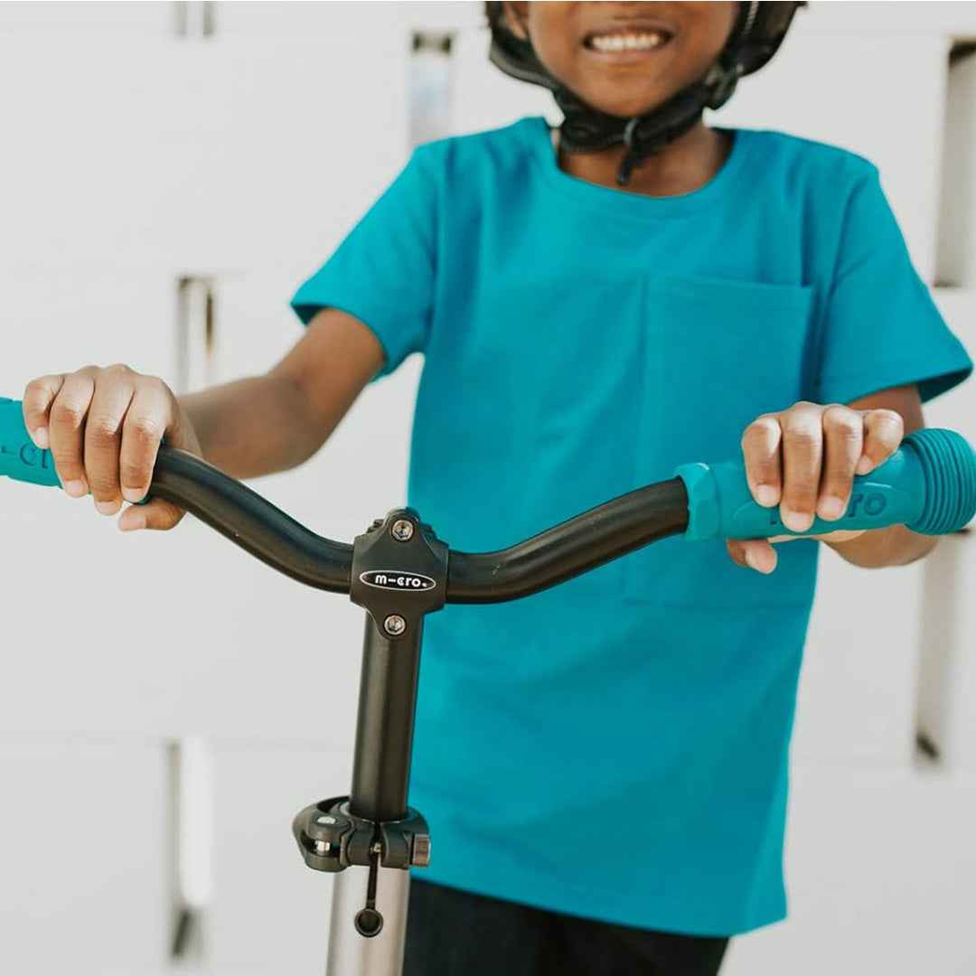 Micro Maxi Deluxe Pro Scooter - Grey/Aqua | Premium Kick Scooter for Kids 5+