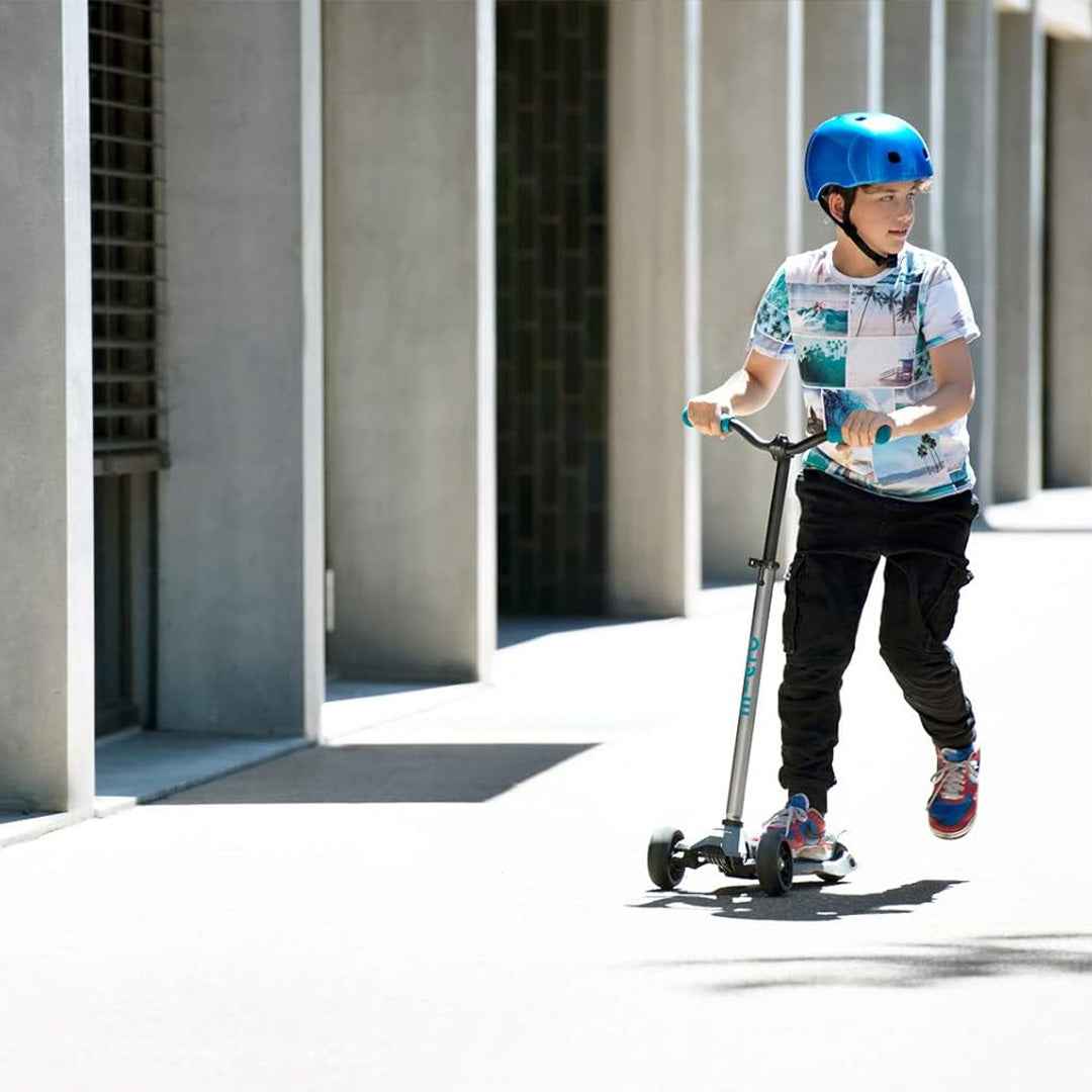 Micro Maxi Deluxe Pro Scooter - Grey/Aqua | Premium Kick Scooter for Kids 5+