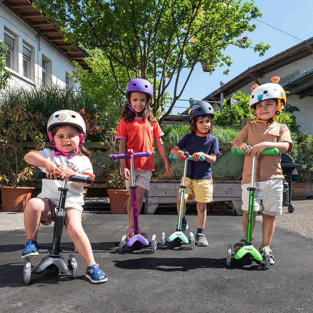 Micro Mini Deluxe LED Scooter - Green/Blue | Motion-Powered Lights & Motor Skills for Toddlers 2-5