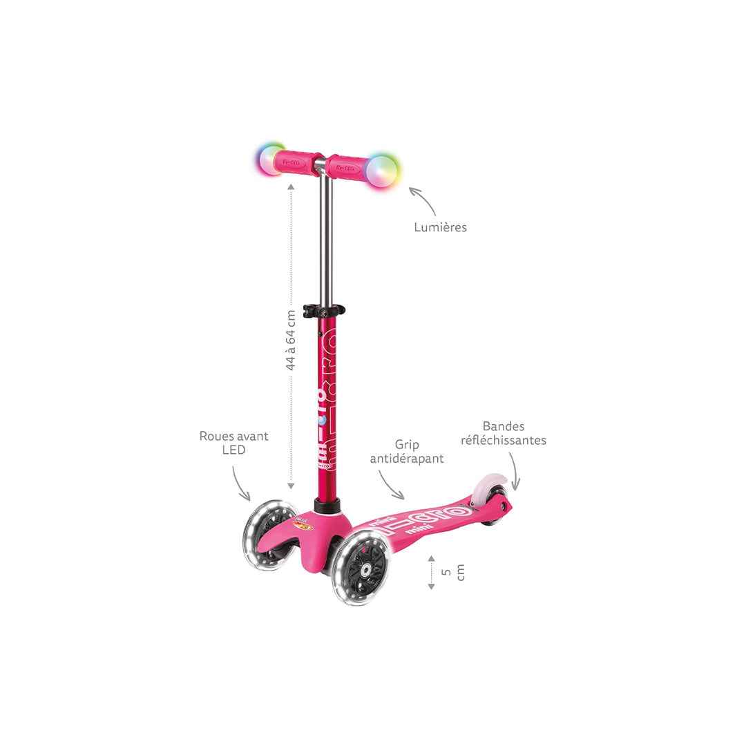 Micro Mini Deluxe Magic LED Scooter - Pink | Touch Sensor Lights & Motor Skills for Toddlers 2+