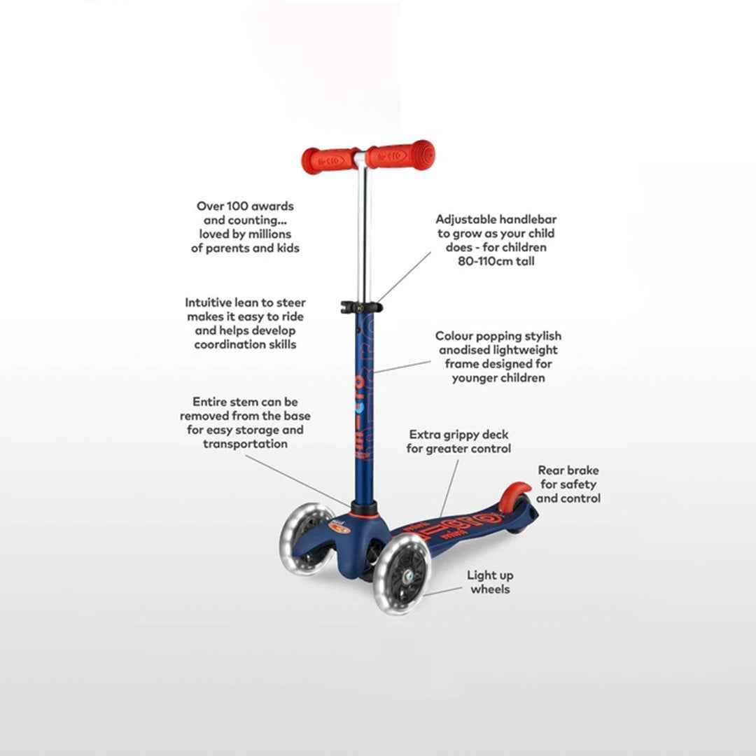 Micro Mini Deluxe Scooter - Navy Blue | Best Tricycle Alternative for Toddlers & Preschoolers