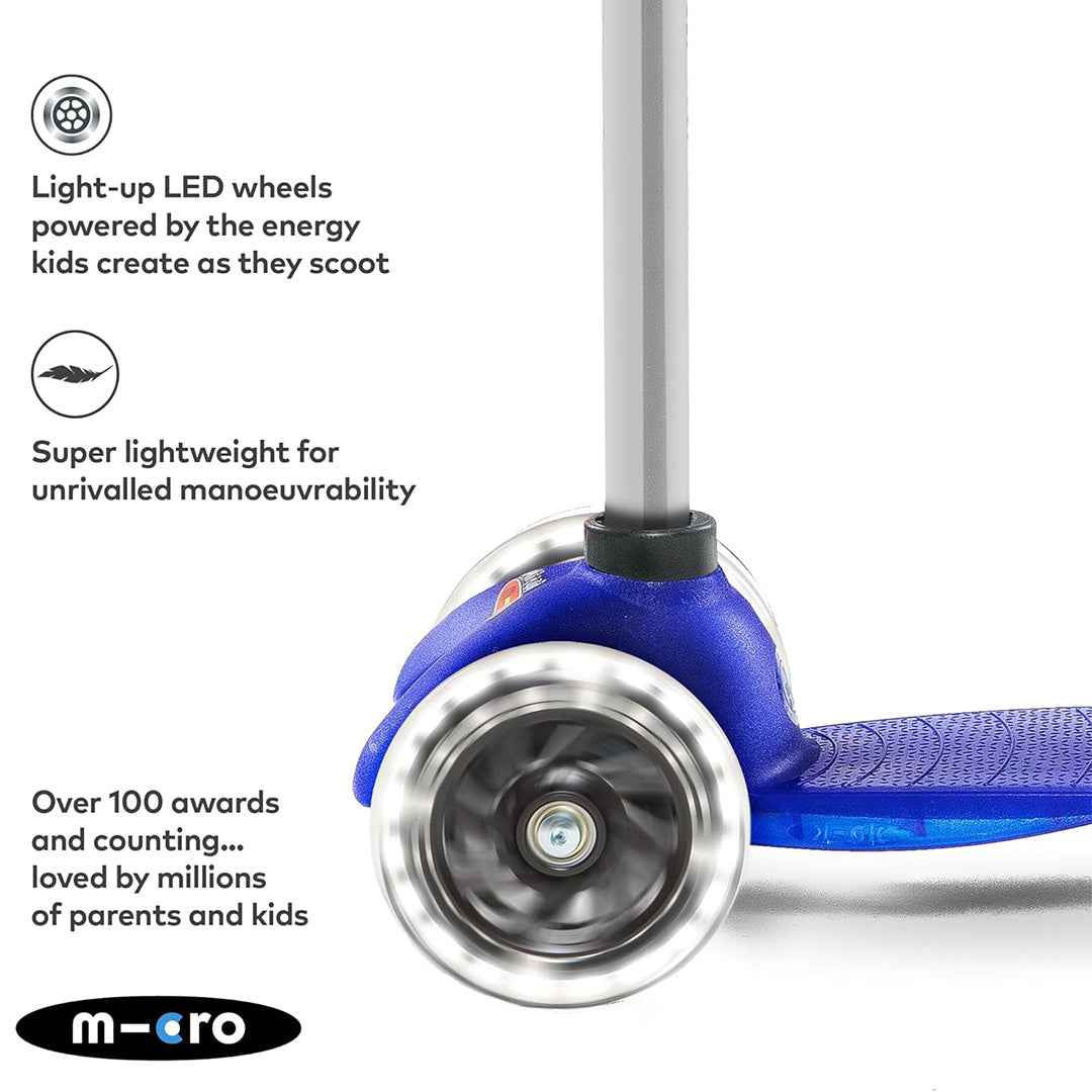 Micro Mini Plus LED Scooter - Blue | Best Tricycle for Toddlers & Preschoolers