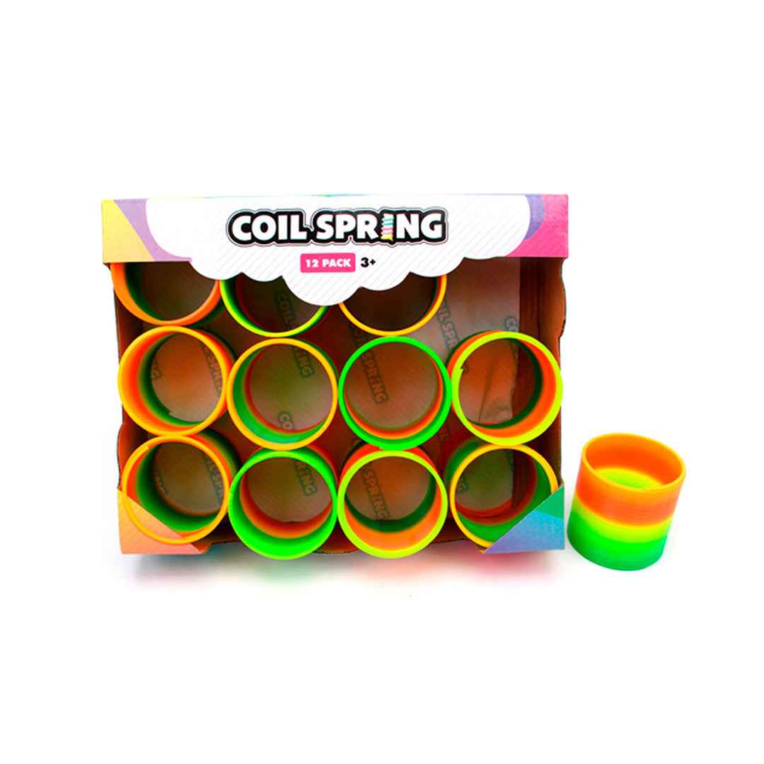 Mini Plastic Rainbow Coil Spring Toys for Kids - 12 Piece Set