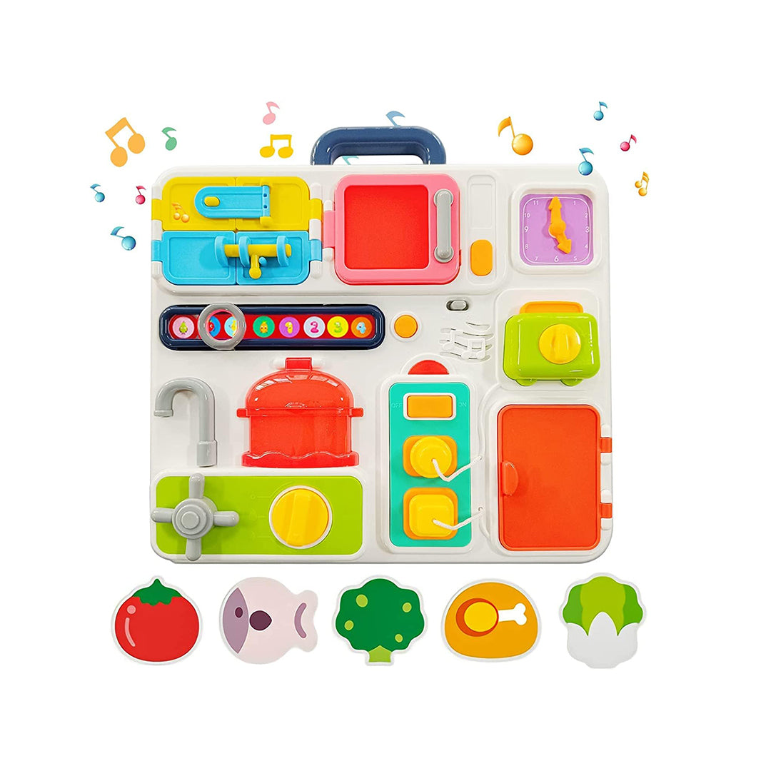 Musical Kitchen Busy Board: Montessori Learning Toy for Toddlers