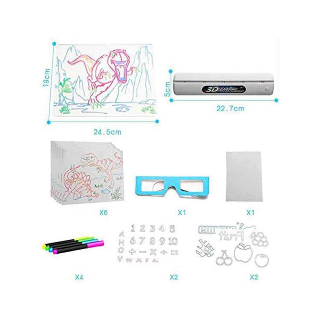 Magic Light Up Painting Drawing Board with 3D Glasses – Ocean Theme Kids Art Kit