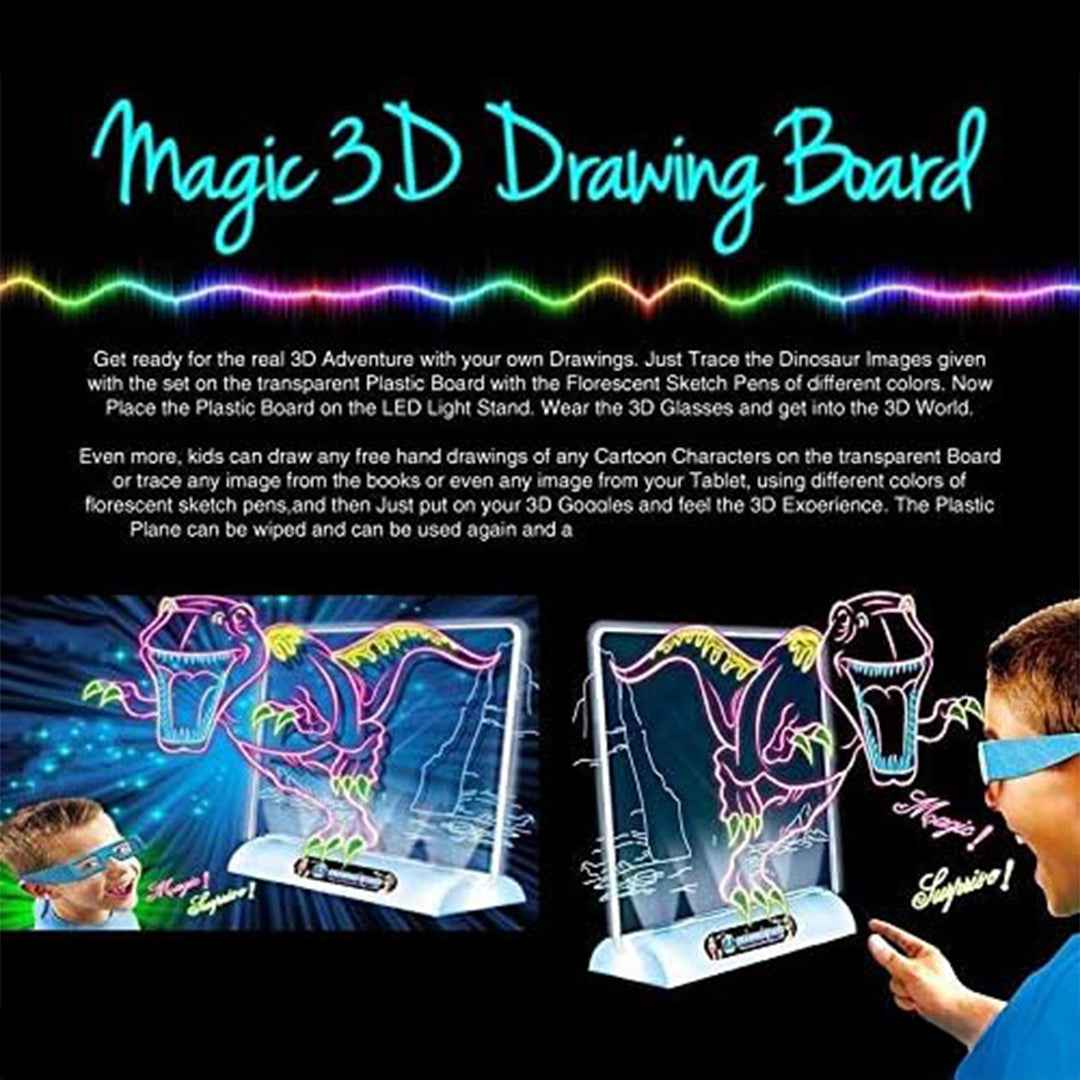 Magic Light Up Painting Drawing Board with 3D Glasses – Ocean Theme Kids Art Kit