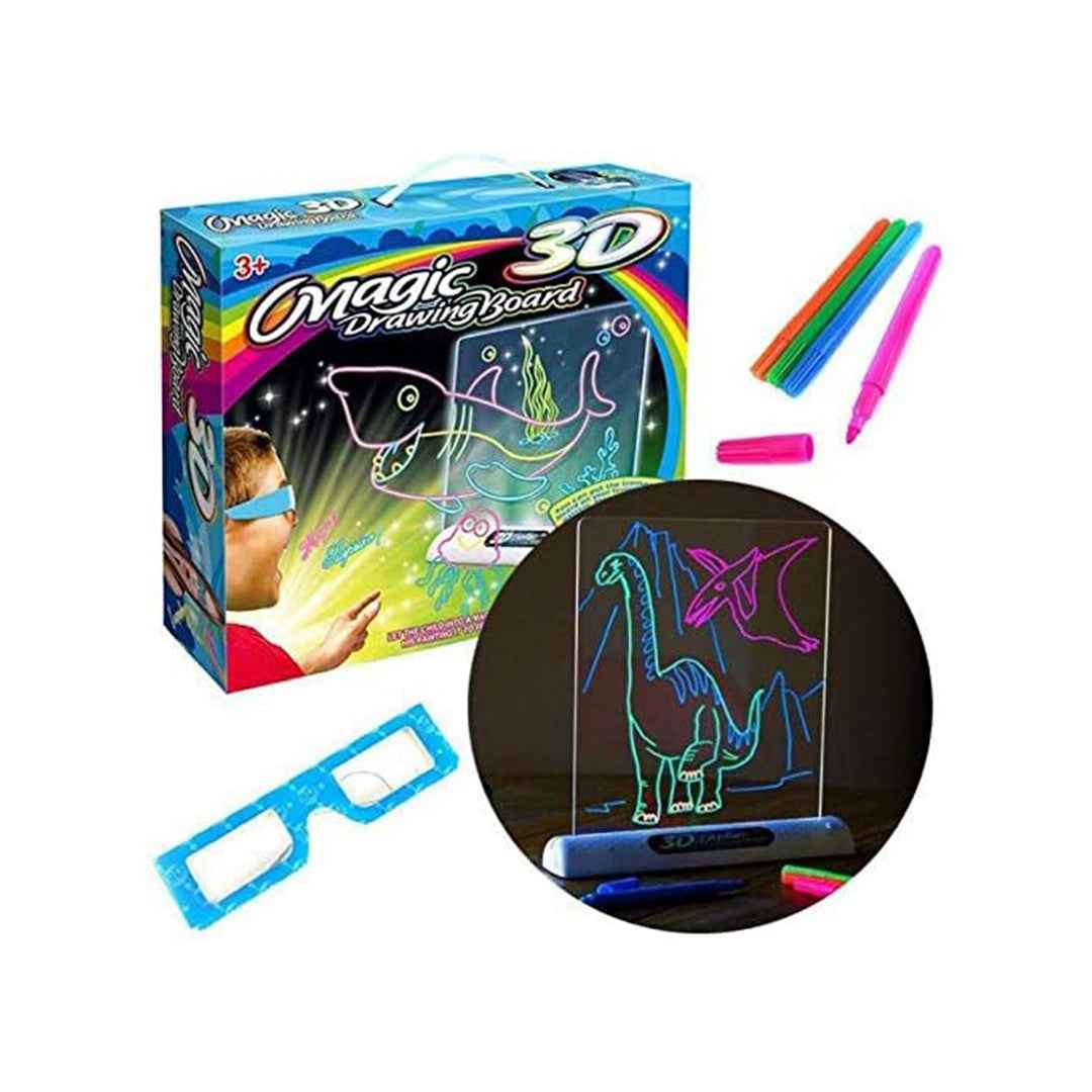 Magic Light Up Painting Drawing Board with 3D Glasses – Ocean Theme Kids Art Kit