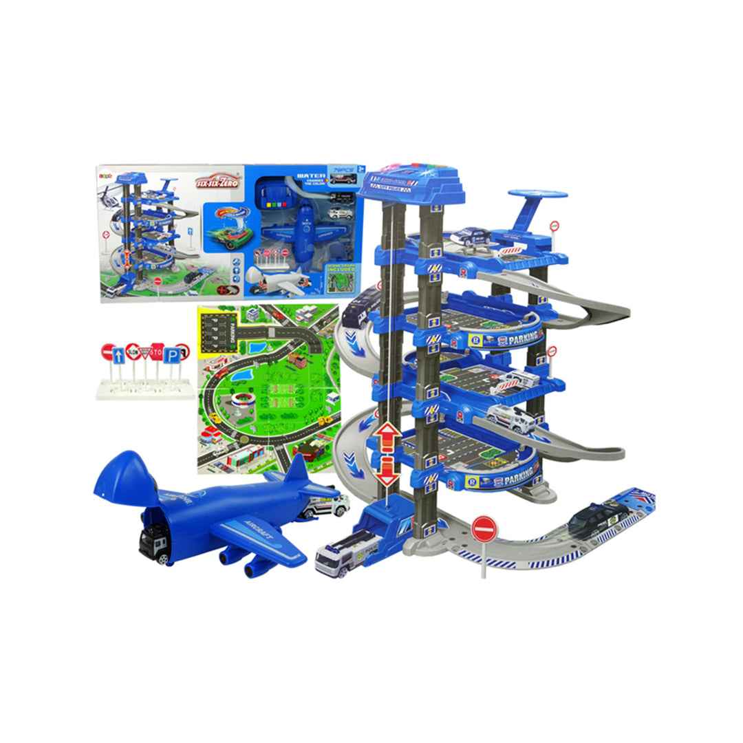 Police Car Park Playset with Electric Elevator - 79 Piece Garage Toy for Kids