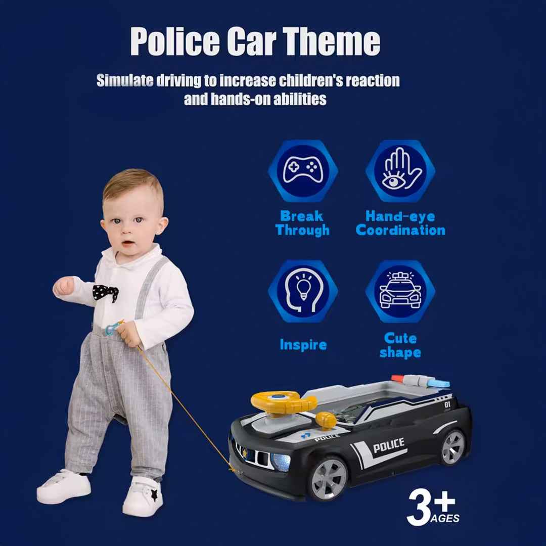 Police Steering Wheel Toy with Lights and Sounds -  Interactive Driving Game for Kids