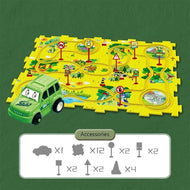 Puzzle Racer Car Track Set -  DIY Race Car Track with 12 Puzzle Pieces for Kids