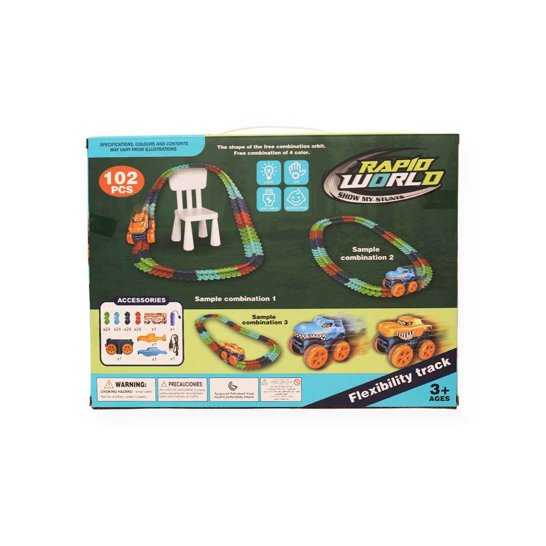 Rapid World Show My Stunts Dino Car Playset - Dinosaur Car Toys for Kids