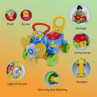 Ride On Toy Airplane with Lights and Sounds -  Kids Push Car and Scooter