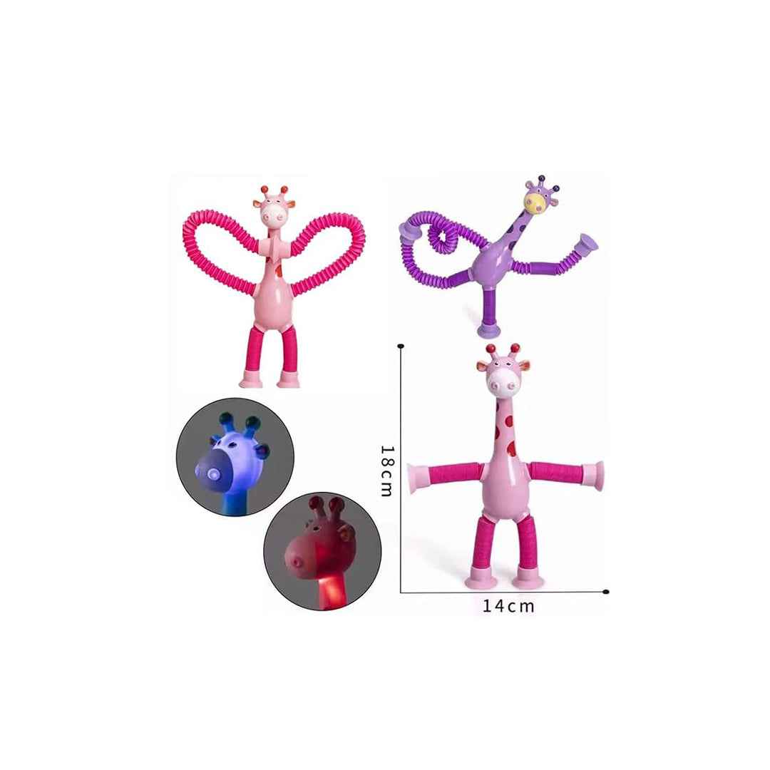 2-in-1 Suction Pop Tubes Sensory Toys -  Giraffe Light Up Pop Tubes with Lights and Sounds