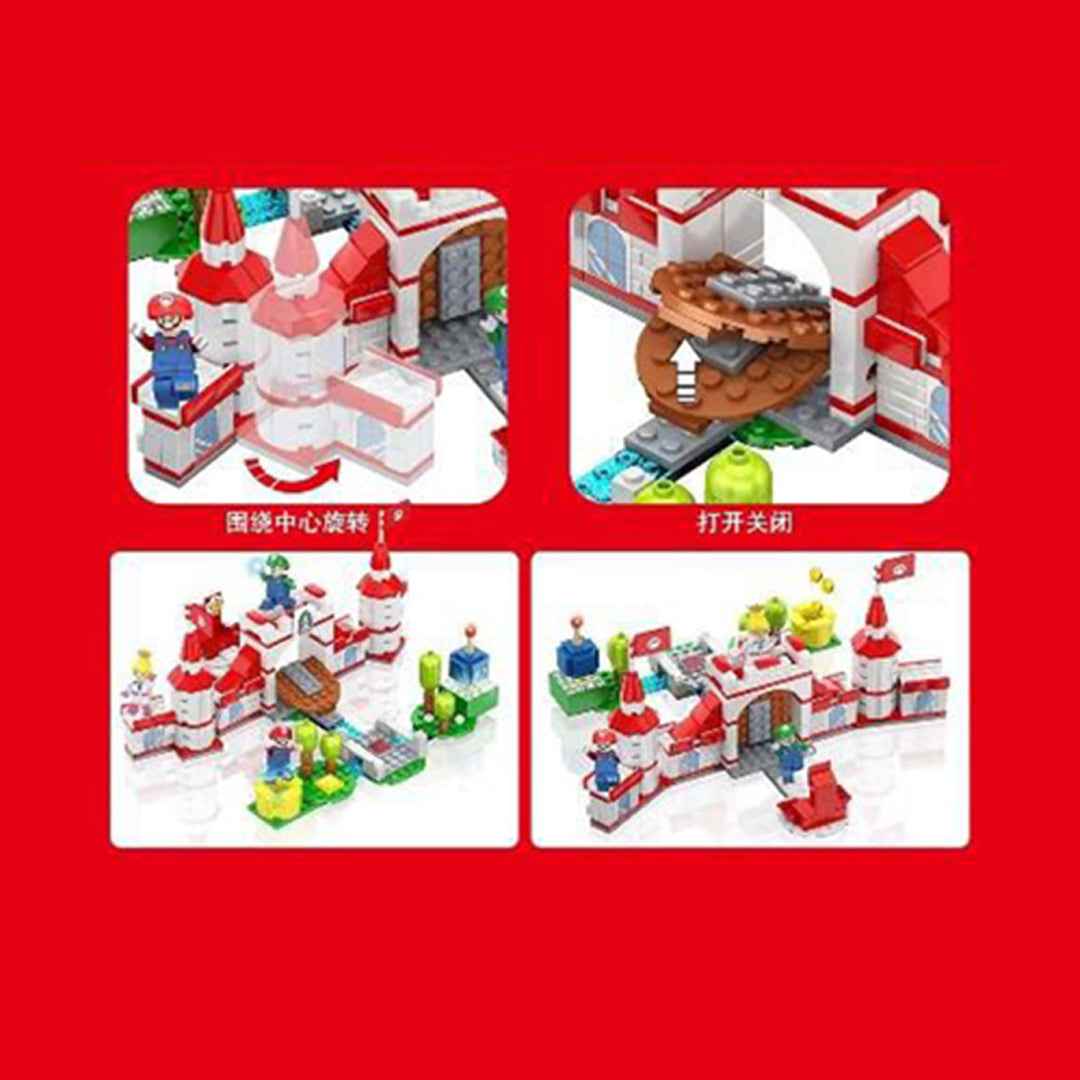 Super Mario Princess Peach's Castle Building Blocks Set - 359 Piece Construction Toy with LED Lights