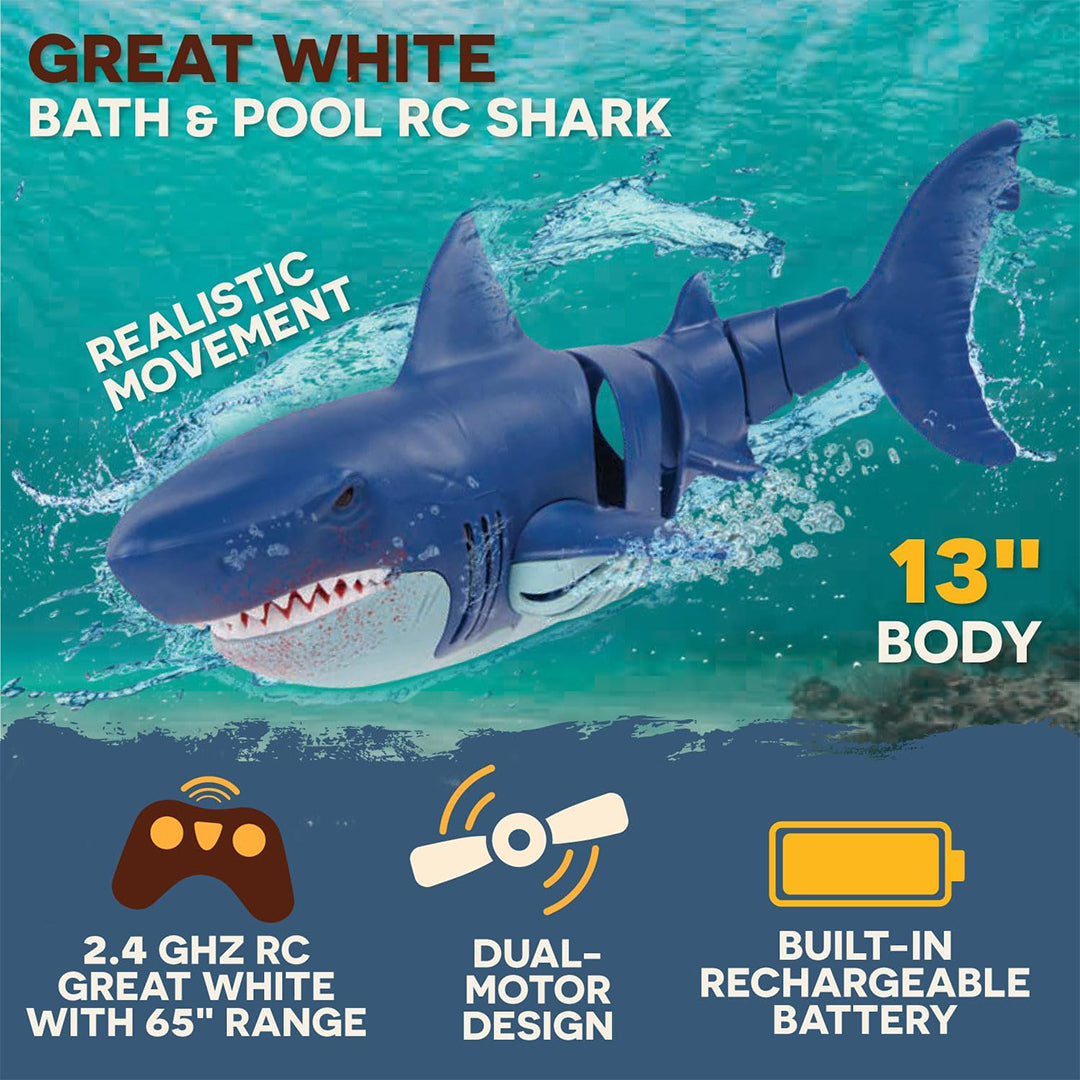 Terra RC Shark Toy: Remote Control Great White for Bath & Pool