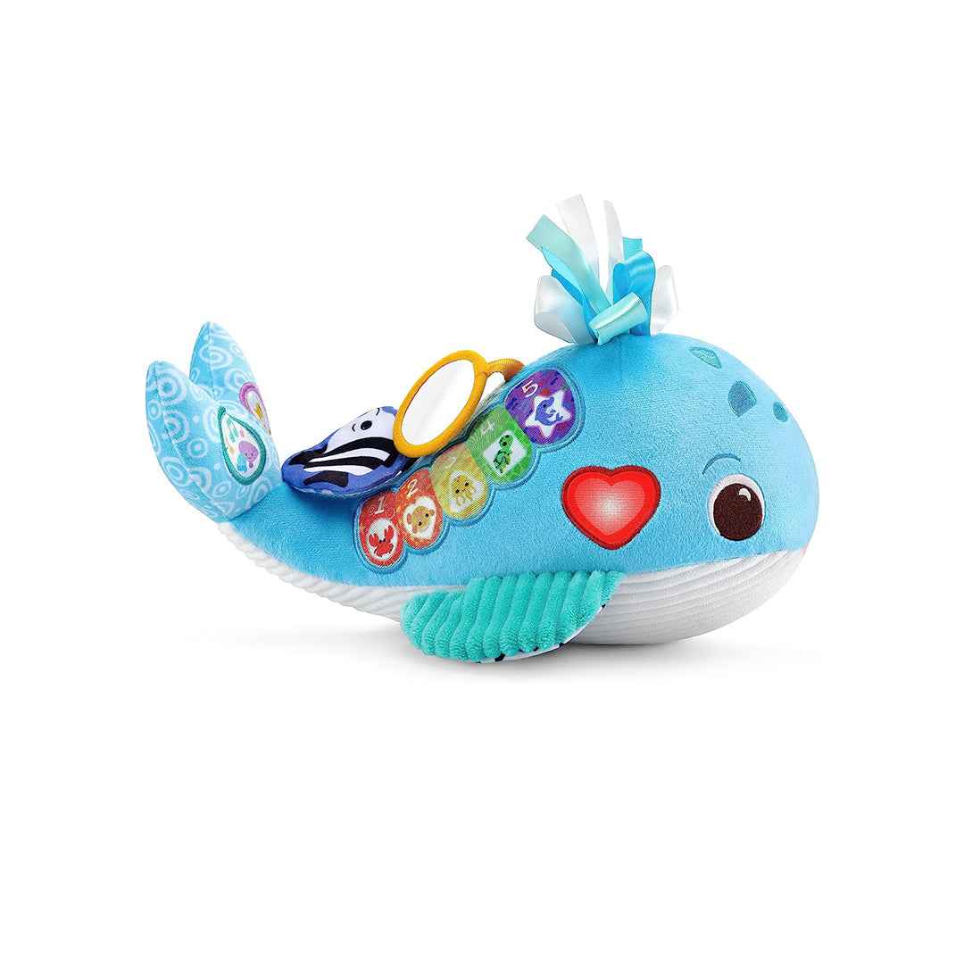 VTech Snuggly Sounds Whale | Baby Sensory Toy with Lights | Eco-Friendly Educational Plush Whale | Teaches Numbers & Ocean Animals