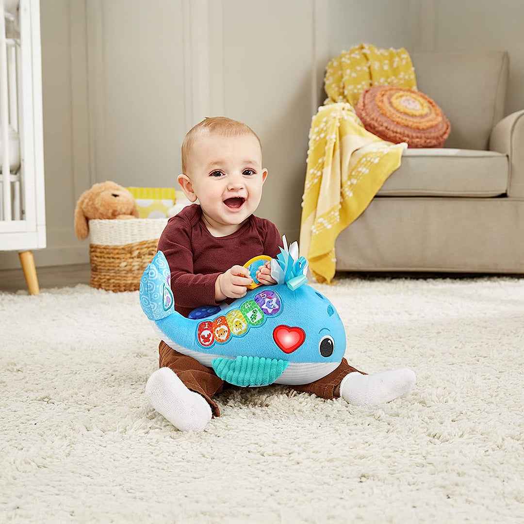 VTech Snuggly Sounds Whale | Baby Sensory Toy with Lights | Eco-Friendly Educational Plush Whale | Teaches Numbers & Ocean Animals