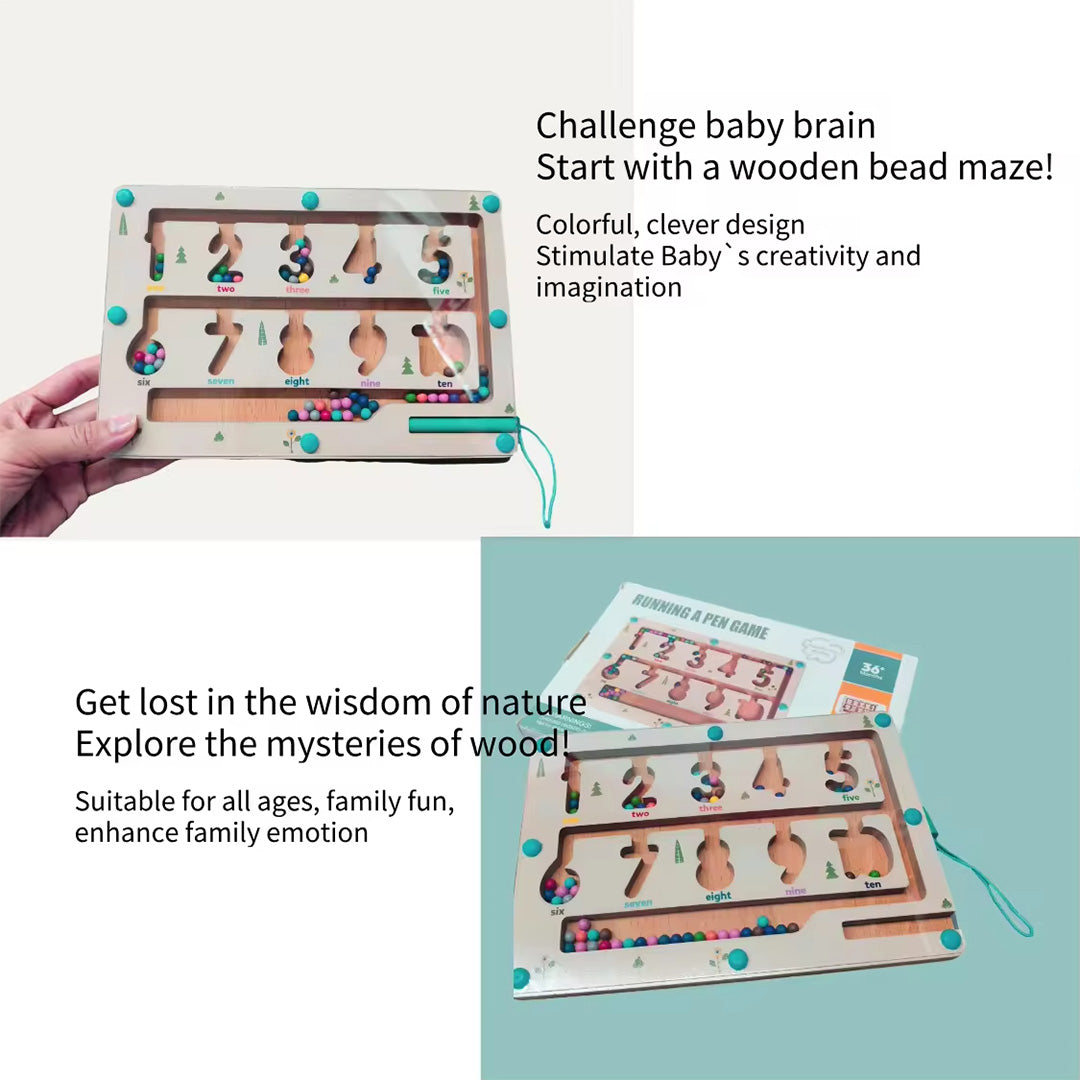 لعبة تعليمية خشبية مغناطيسية مكونة من 55 خرزة