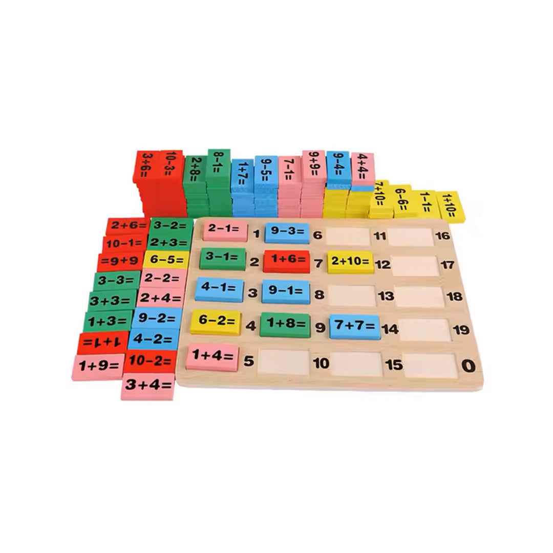 Wooden Domino Math Game for Kids - Educational Toy for Number Recognition and Counting