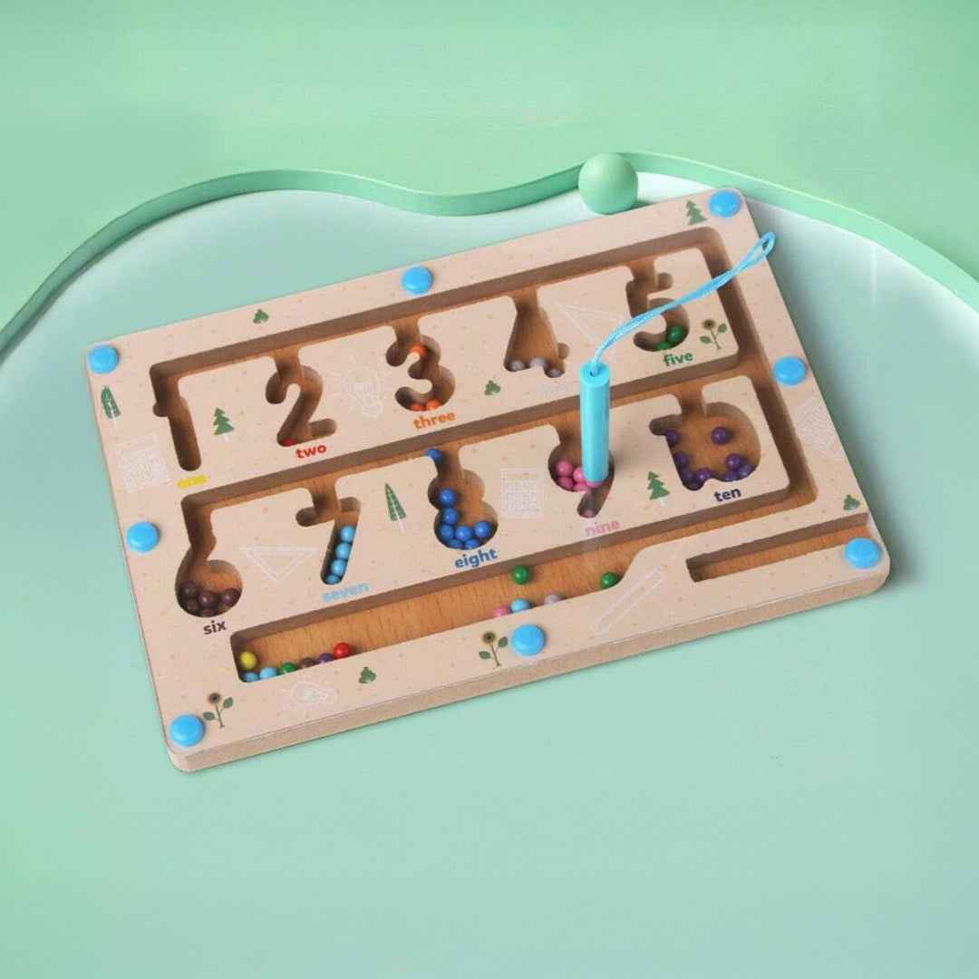 Wooden Magnetic Color Classification Maze - Educational Toy for Kids with 55 Beads