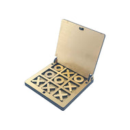 Wooden Tic Tac Toe Game | Portable & Golden Mirror Shade