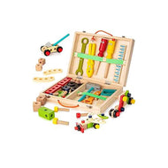 Wooden Tool Box Toy Set for Kids - 35 Piece DIY Construction Playset with Tools